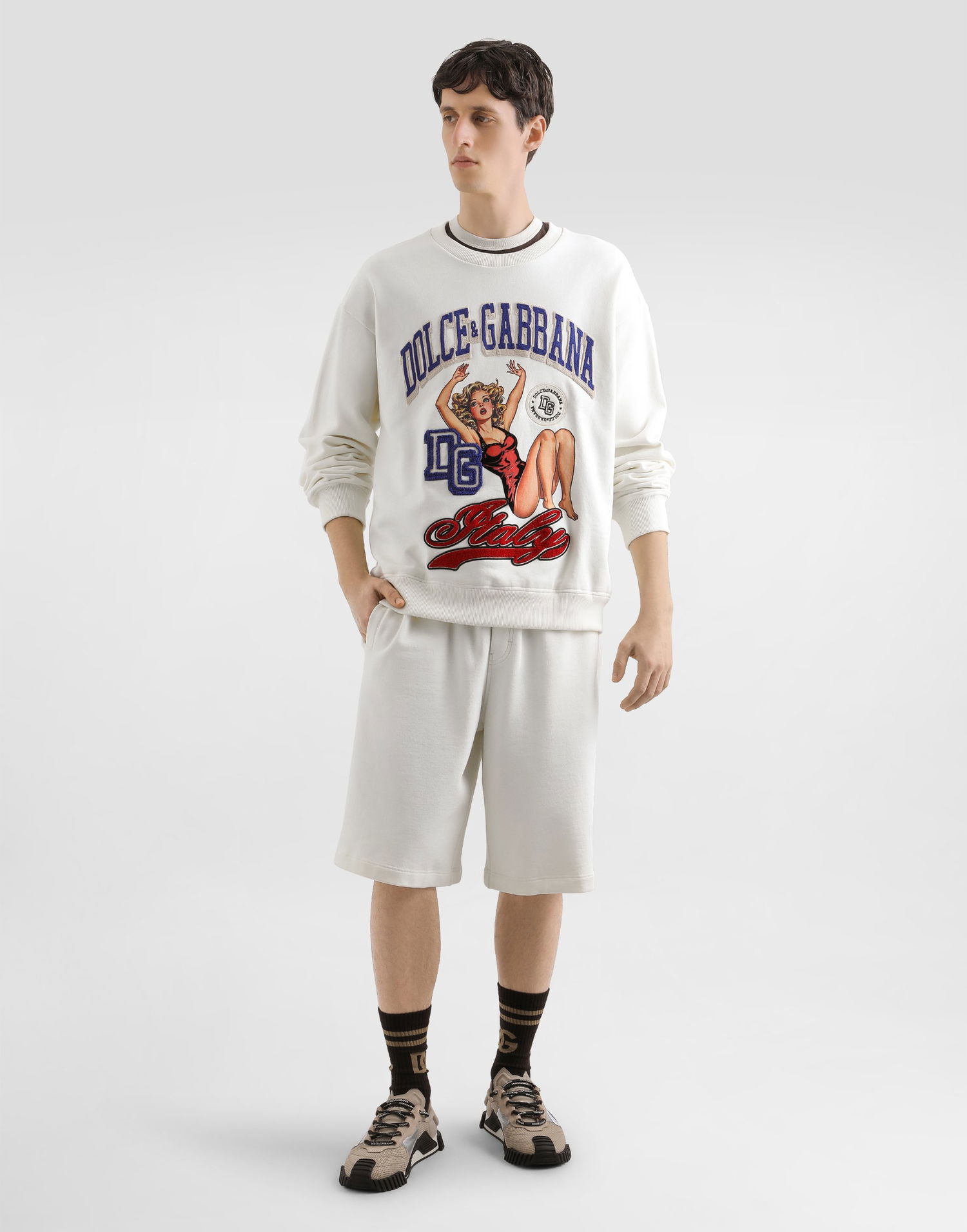 Sweatshirt Dolce & Gabbana Dolce & Gabbana Embroidered Sweatshirt Hvid | G9AHSZG7PHHA4567, 1