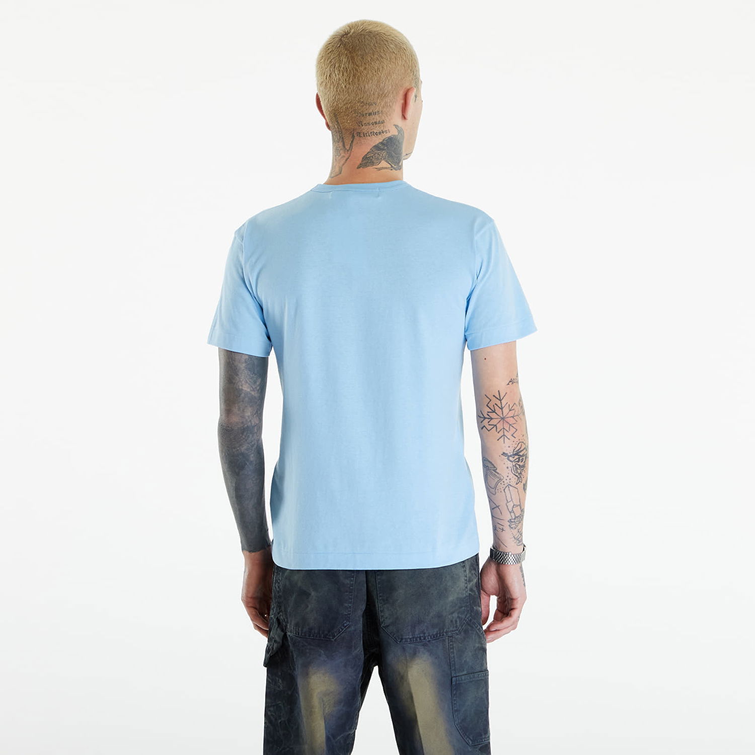 T-shirt Comme des Garçons PLAY Short Sleeve Logo Print T-Shirt UNISEX Blue Blå | AZT274 blue, 1