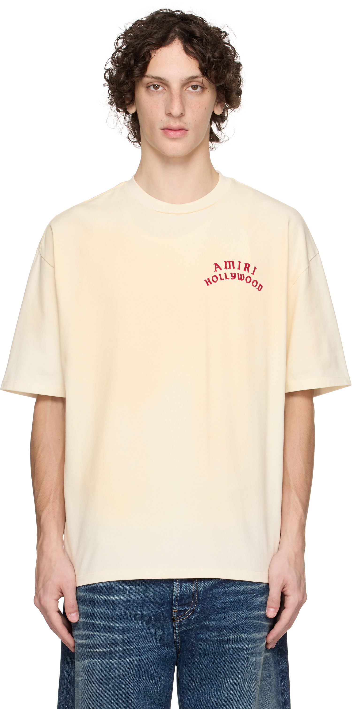 T-shirt AMIRI AMIRI 'AMIRI Hollywood' Oversized T-Shirt Beige | AMJYTE1204, 0