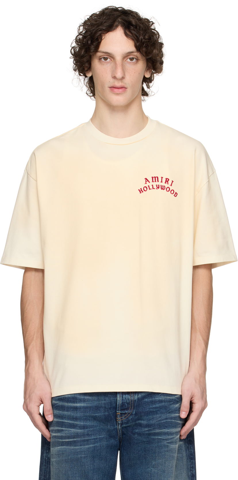 T-shirt AMIRI AMIRI 'AMIRI Hollywood' Oversized T-Shirt Beige | AMJYTE1204