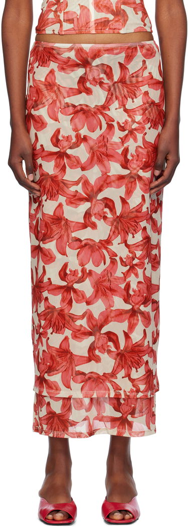 Nederdel Miaou Miaou Topanga Floral Print Midi Skirt Rød | 4064PM2OAL, 0