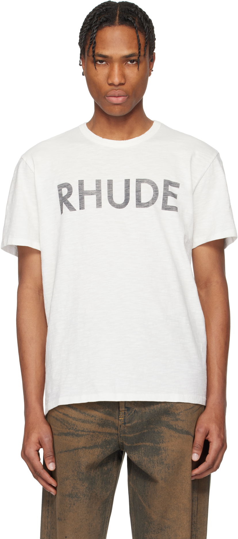 T-shirt Rhude Rhude Logo Slub T-Shirt Hvid | RHPS25TT24012