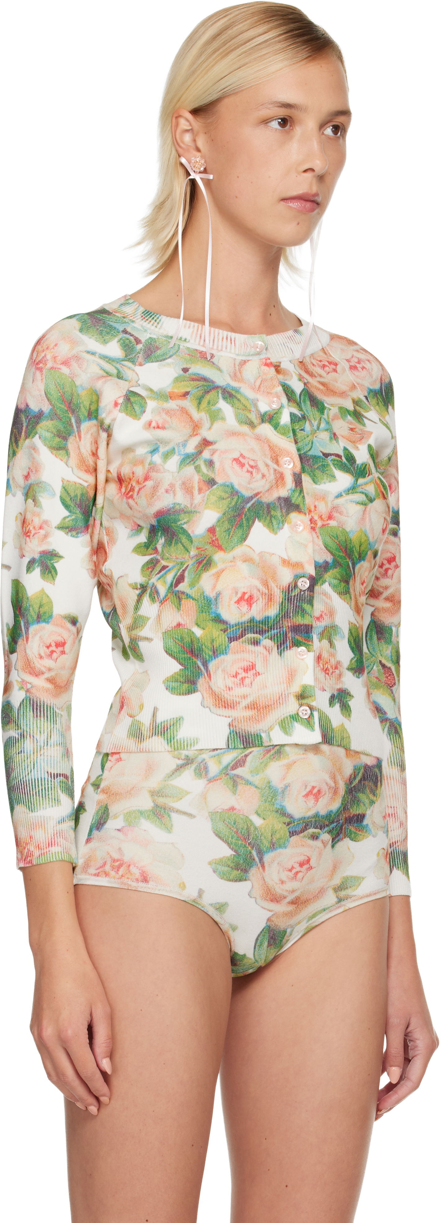Sweater Simone Rocha Simone Rocha Shrunken Floral Knit Cardigan Flerfarvet | EMK1P 0668, 1