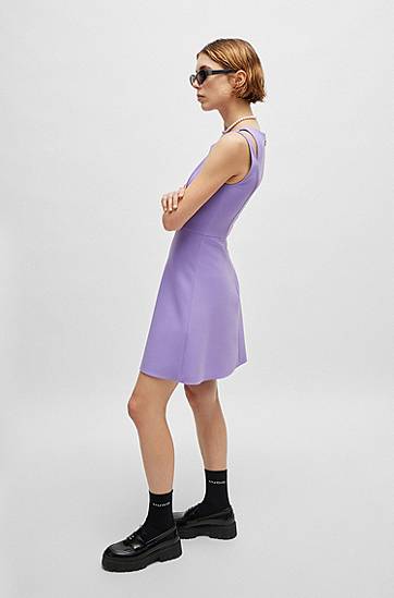 Kjole BOSS Mini Dress with Cut-Out Shoulder Lilla | 50516756, 1