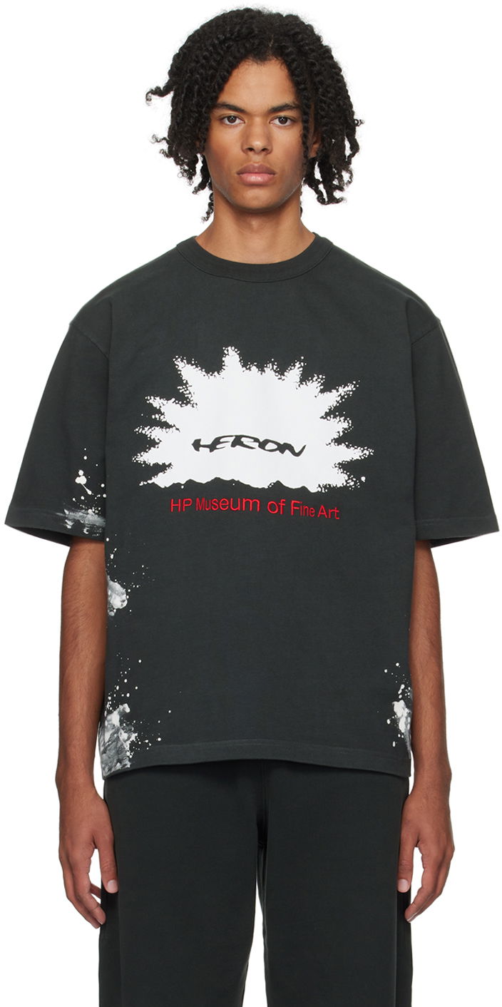 T-shirt HERON PRESTON 'Museum' T-Shirt Sort | HMAA032F23JER0051025, 0