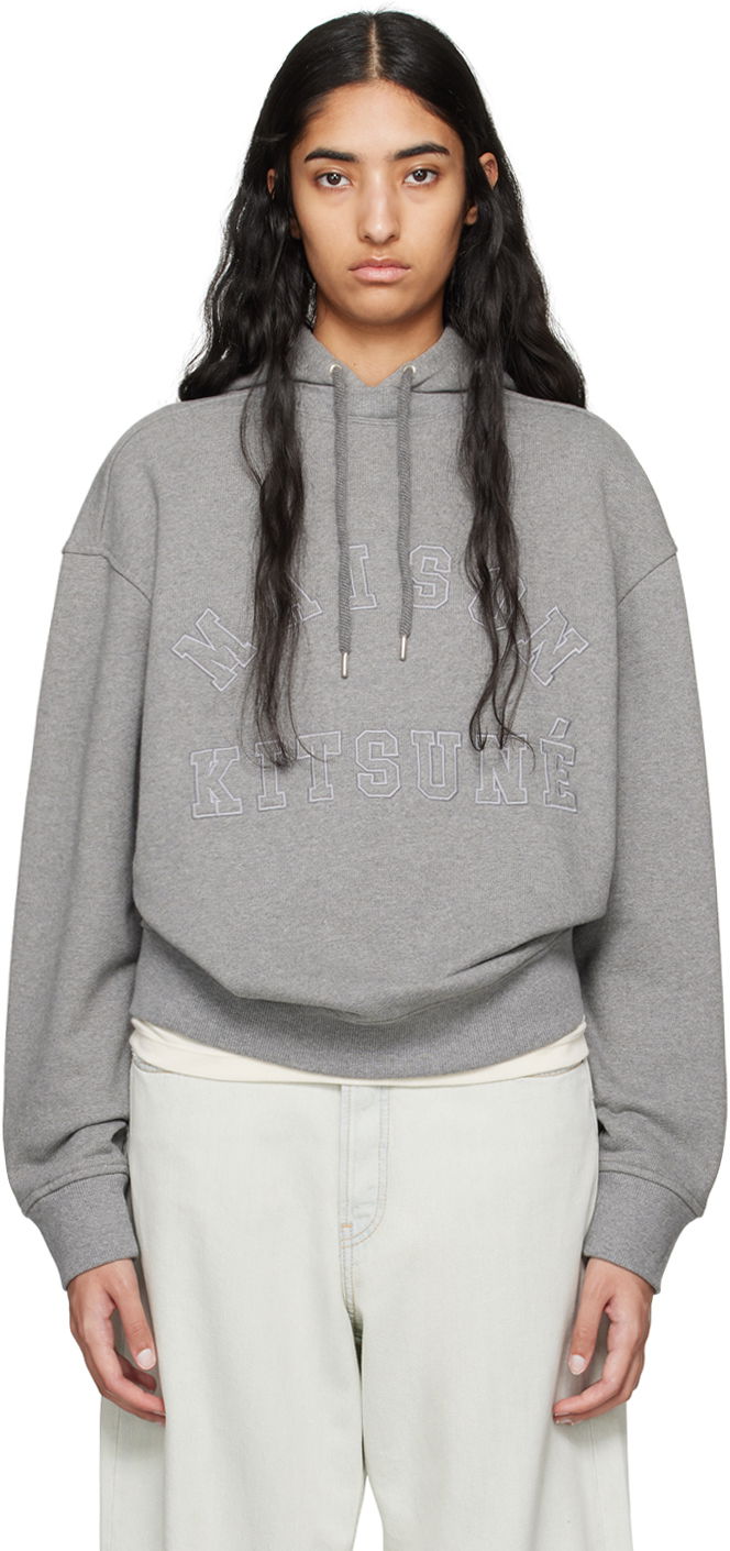 Sweatshirt MAISON KITSUNÉ Varsity Print Hoodie Grå | NM00702KM0326, 0