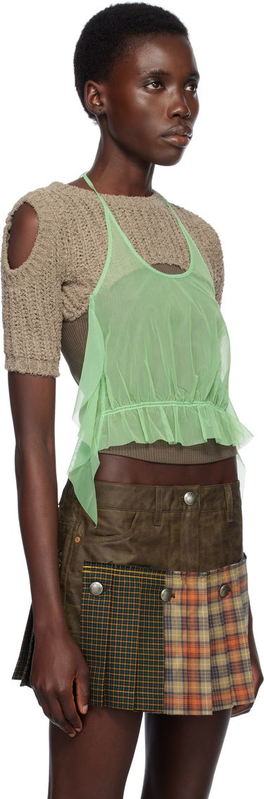 Nederdel Andersson Bell Andersson Bell Cut-Out Knit Top and Plaid Mini Skirt Set Grøn | atb1315w, 1