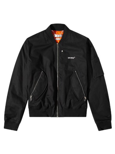 Bomberjakke Off-White Diagonal Tab Bomber Jacket Sort | OMEH040C99FAB0011001