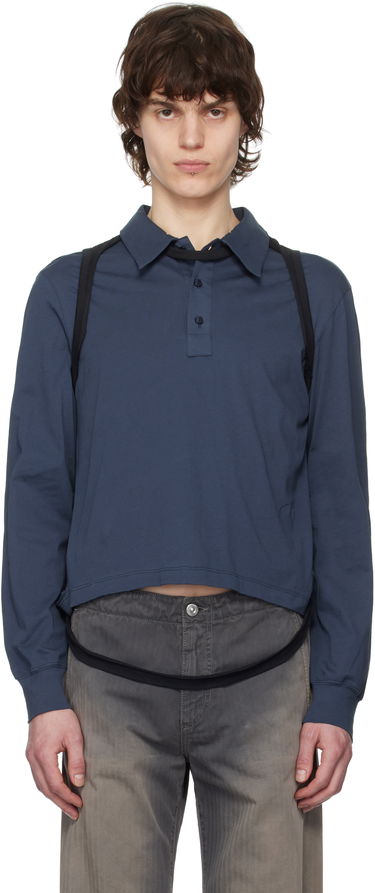 Polo skjorte Eckhaus Latta Eckhaus Latta Navy Cropped Polo Blå | 1202-EL-PS25-B - BLACKBERRY, 0