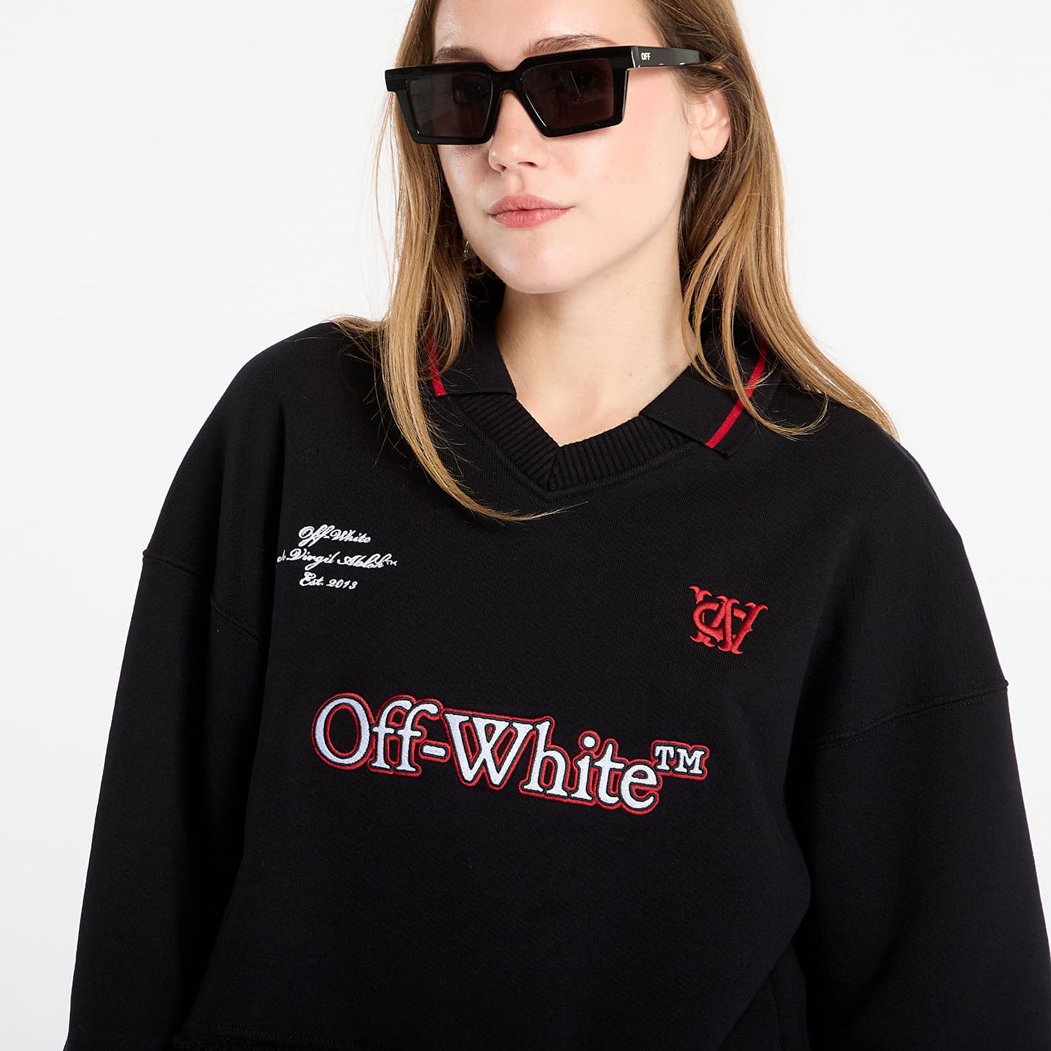 Sweatshirt Off-White Sporty Crop Polo Sweatshirt Sort | OWBA07BF25FLE0011026, 1