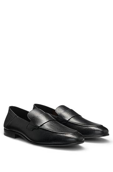 Sneakers og sko BOSS Tumbled Leather Penny Loafers Sort | 50548074, 0