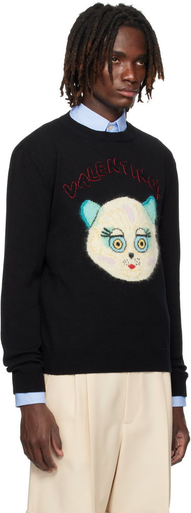 Sweater Valentino Valentino 'Le Chat De La Maison' Patch Sweater Sort | 7V3KC35IB2V, 1