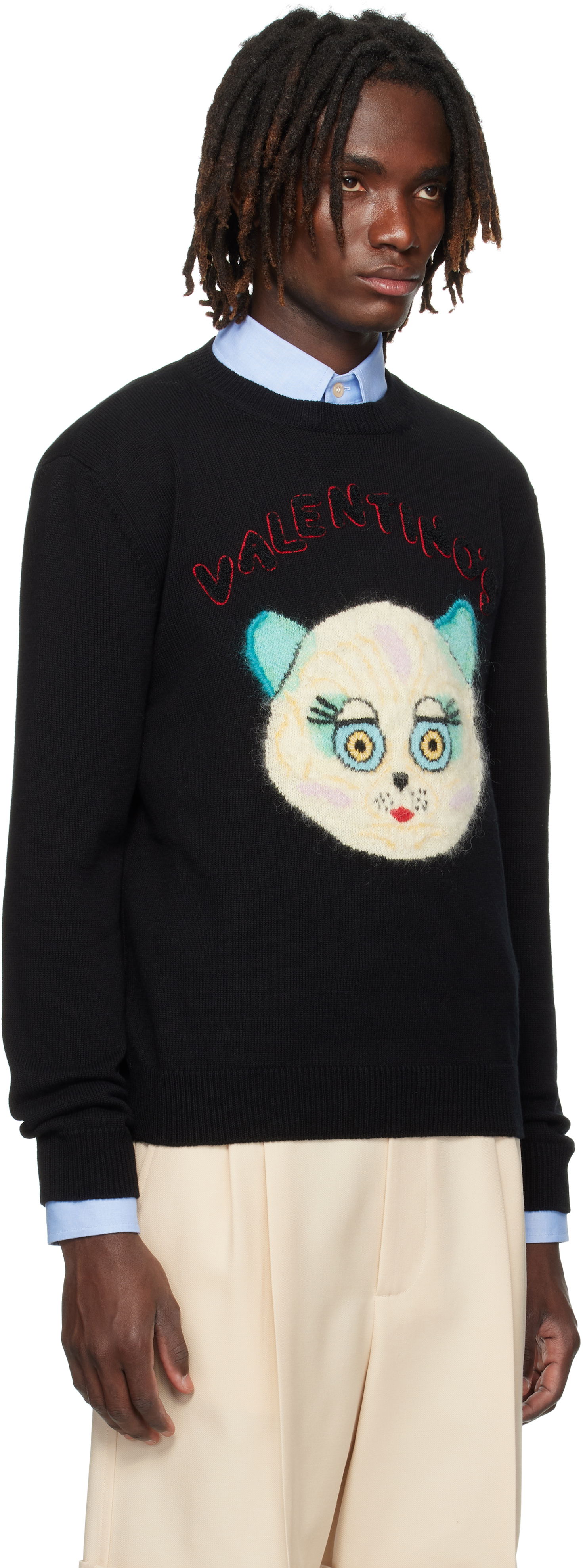 Sweater Valentino Valentino 'Le Chat De La Maison' Patch Sweater Sort | 7V3KC35IB2V, 1