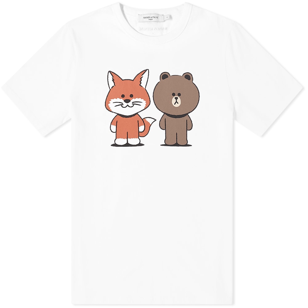 T-shirt MAISON KITSUNÉ Line Friends x Kitsune Big Print Tee Hvid | SPLNU00100-WH, 0
