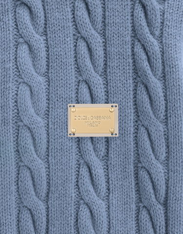 Sweater Dolce & Gabbana Dolce & Gabbana Cable Knit Wool Dog Sweater Blå | GX09KCJFMMDB3784, 2