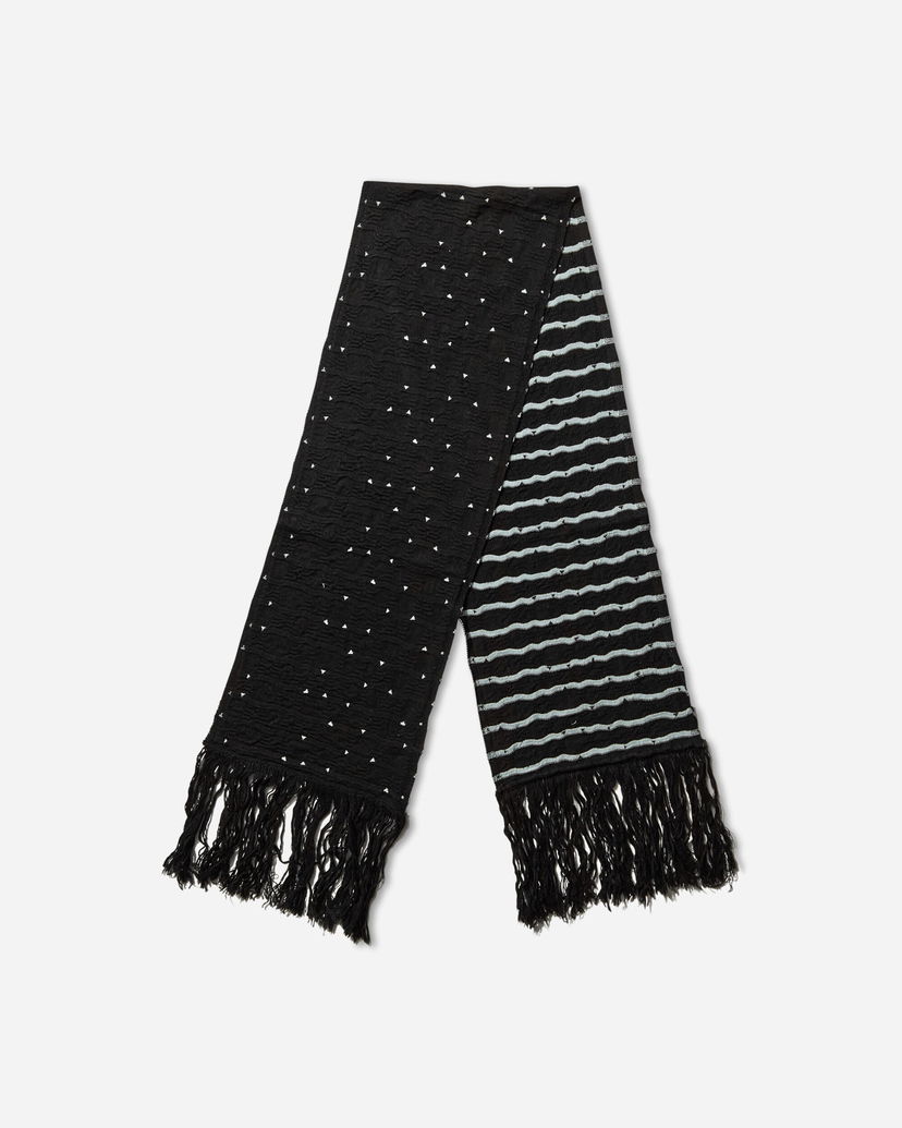 Tørklæde KIKO KOSTADINOV Tarr Night Sky Textured Patterned Scarf with Fringe Sort | KKAW25KN09 112