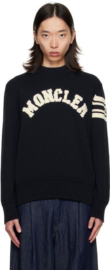 Sweater Moncler Crewneck Sweater with Logo Sort | K20919C00009M1367, 0