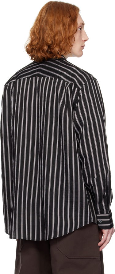 Skjorte Studio Nicholson Studio Nicholson Striped Button-Down Shirt Sort | VIEW SNM - 1126, 2
