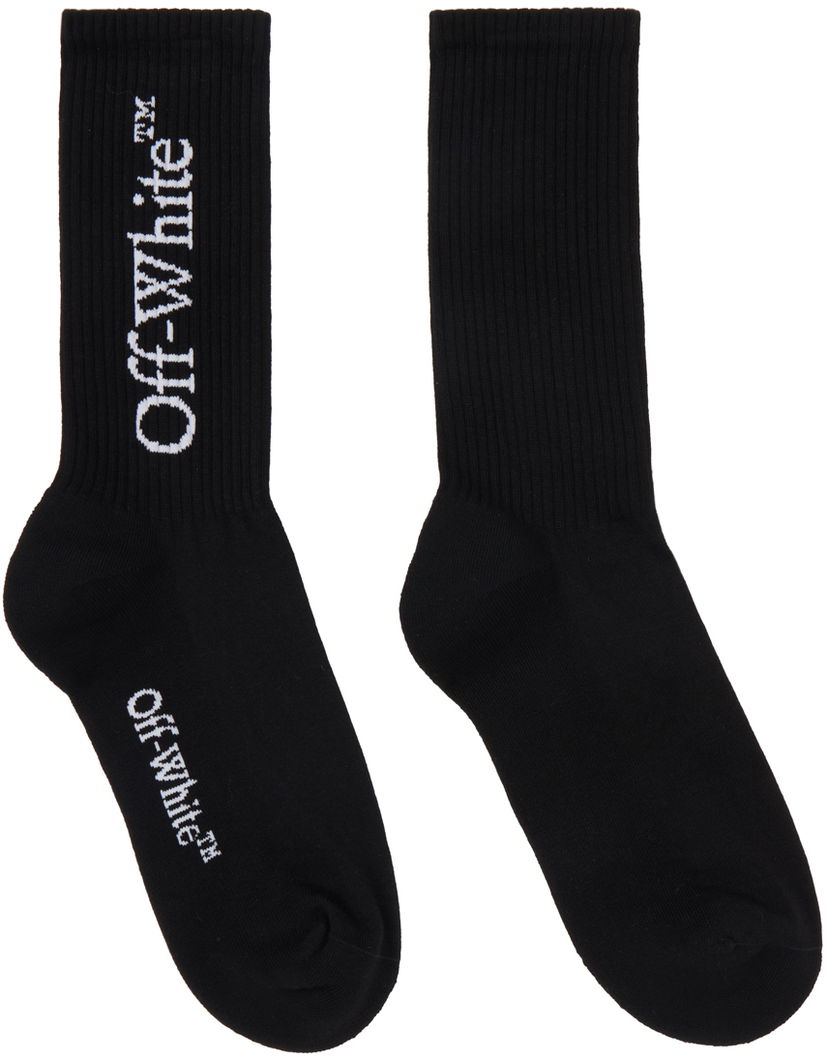 Sokker Off-White Off-White Mid Calf Socks with Logo Sort | OMRA085C99KNI0011001