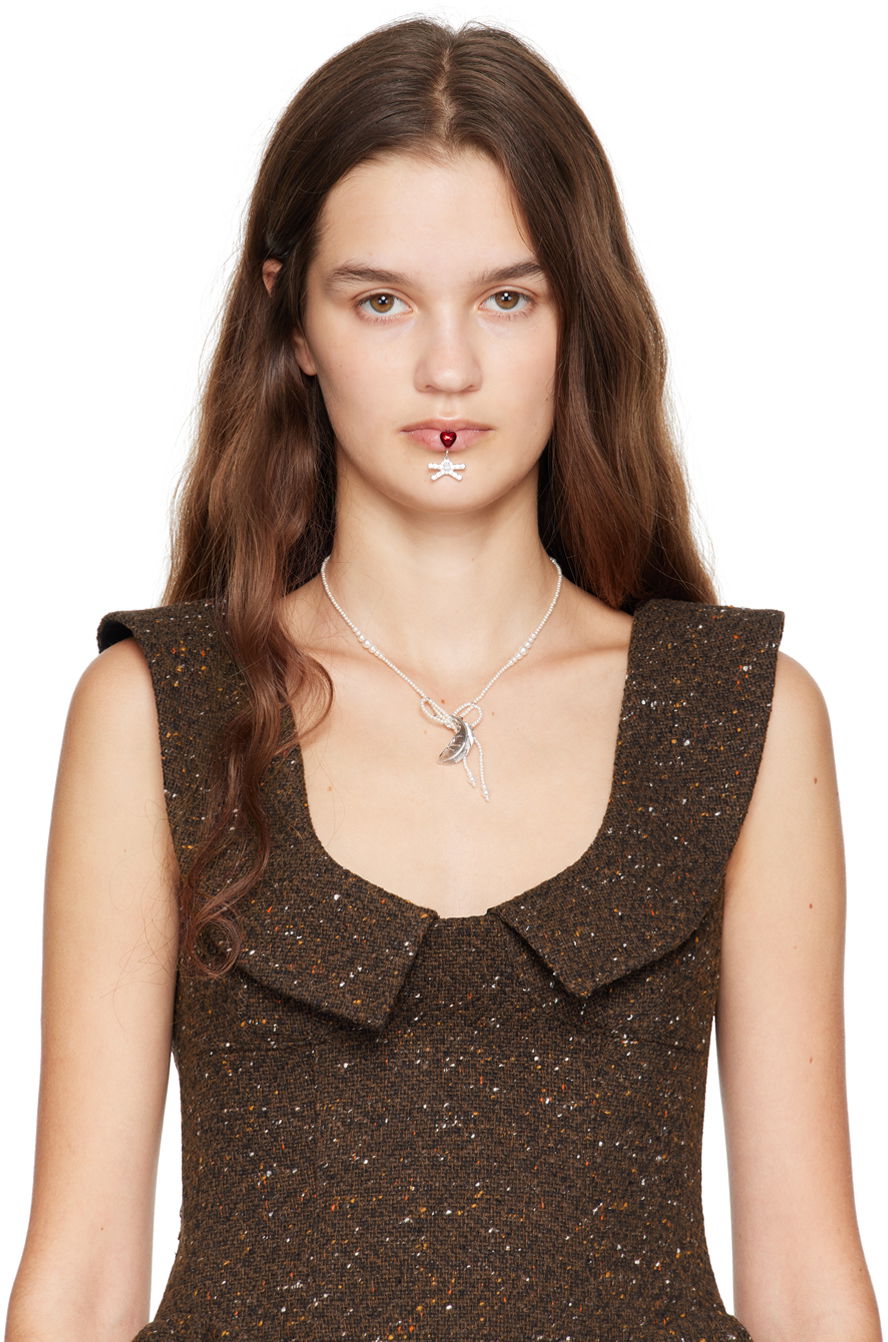 Halskæde SHUSHU/TONG YVMIN Edition Pearl Tassel Feather Necklace Hvid | 24829SLV00NN, 1