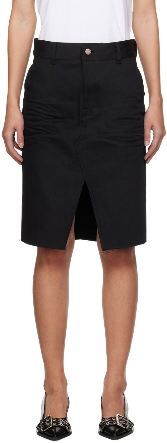 Nederdel We11done We11done Raw Edge Midi Skirt Sort | WD-DS0-24-303-W-BK
