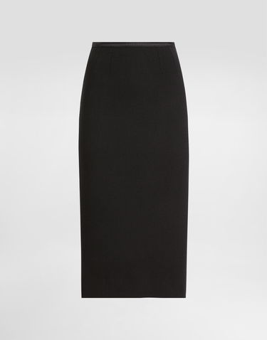Nederdel Dolce & Gabbana Dolce & Gabbana Wool Crepe Calf-Length Pencil Skirt Sort | F4BBPTFUBD2N0000, 0