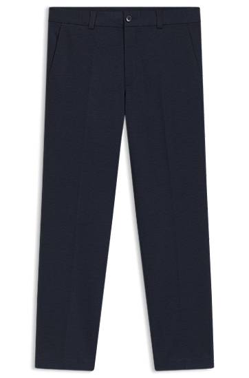 Bukser BOSS Extra Slim Fit Micro-Print Stretch Jersey Trousers Mørkeblå | 50544601