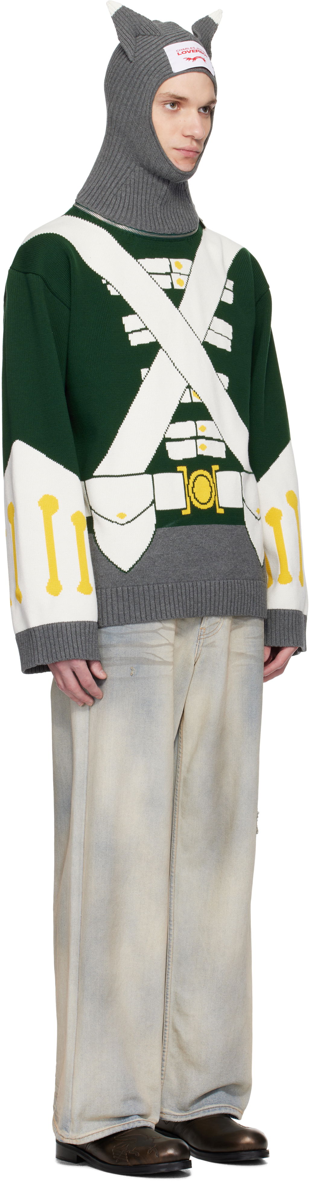 Sweater Charles Jeffrey Loverboy Charles Jeffrey LOVERBOY Knit Balaclava and Toy Soldier Sweater Grøn | 54090101, 1