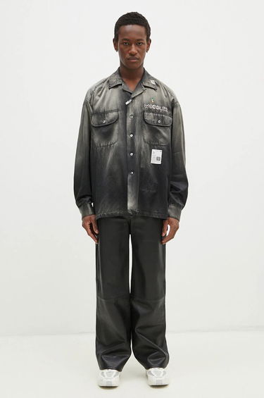Skjorte Maison MIHARA YASUHIRO Maison MIHARA YASUHIRO Relaxed Fit Bleached Long Sleeve Satin Shirt Grå | J13SH183, 5