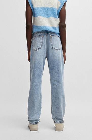 Jeans BOSS Baggy-Fit Heavyweight Cotton Denim Jeans Blå | 50511893, 1