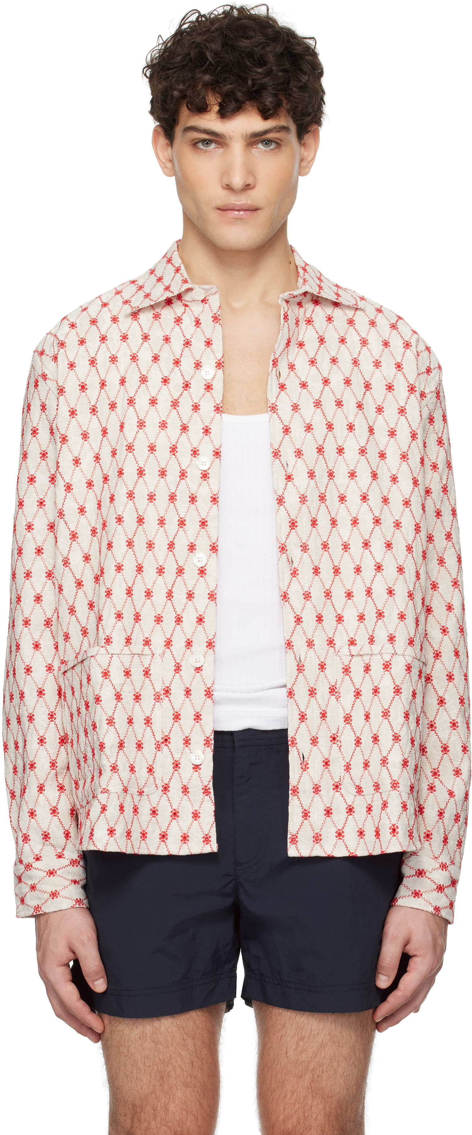 Skjorte Orlebar Brown Orlebar Brown Barkley Embroidered Resort Shirt Beige | 280047, 0