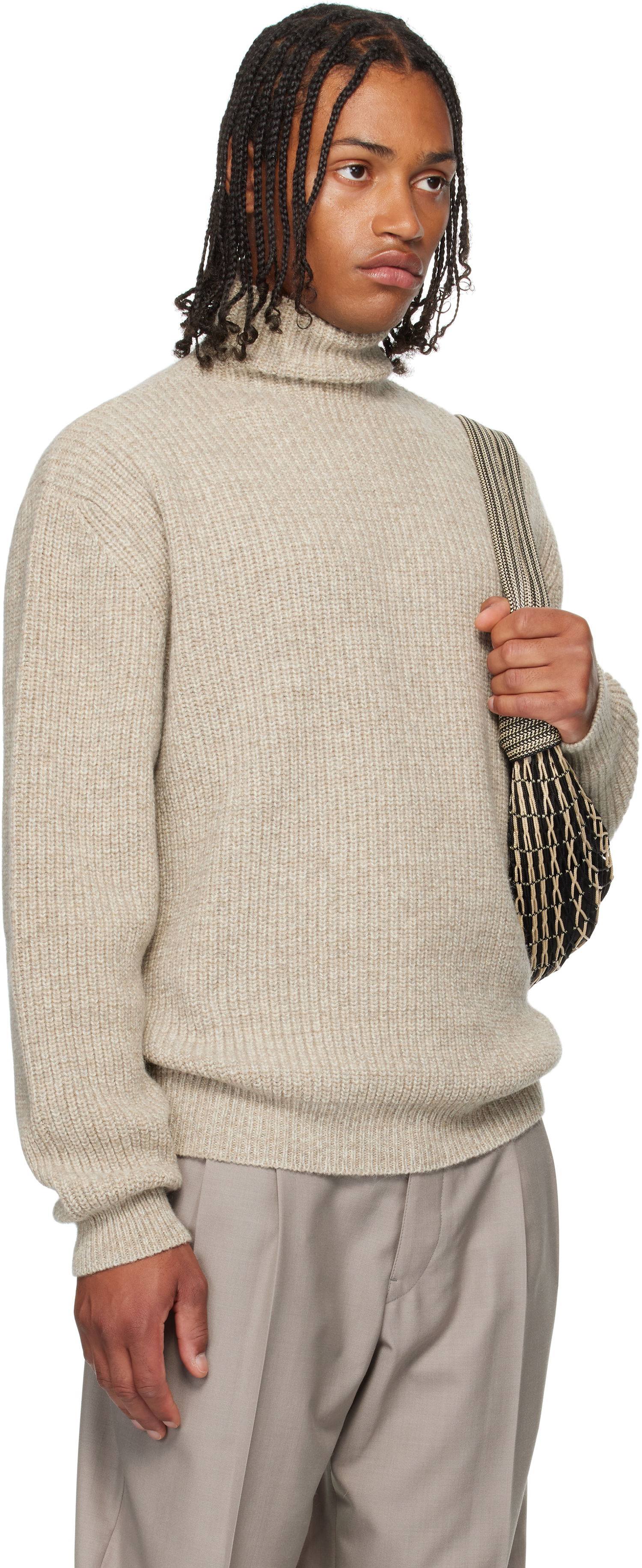 Sweater LEMAIRE LEMAIRE High Neck Sweater Beige | TO1427 LK1029, 1