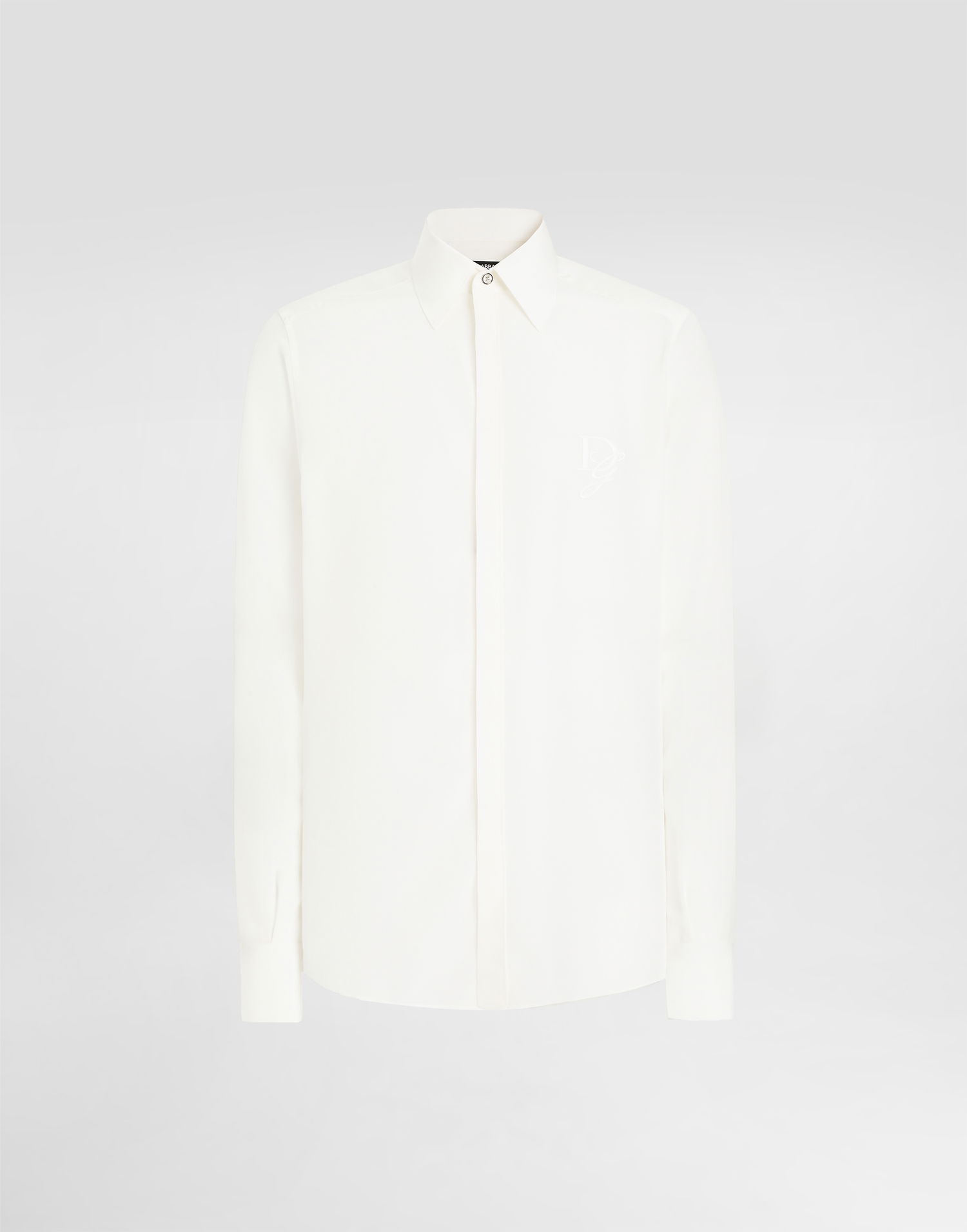 Skjorte Dolce & Gabbana Dolce & Gabbana Silk Shirt with Logo Embroidery Hvid | G5MO1ZFU1UQW0111, 0