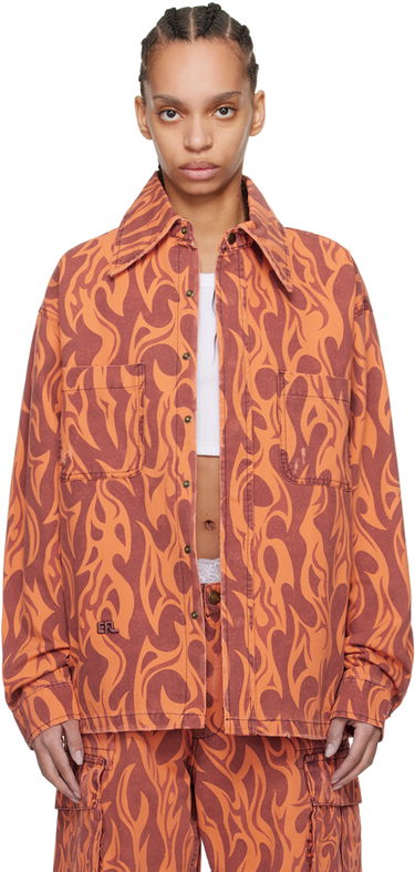 Skjorte ERL ERL Flame Print Jacket Orange | ERL08J012, 0