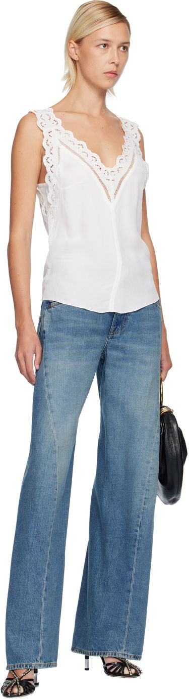 Tanktop ISABEL MARANT Fradela Lace-Trim Tank Top Hvid | HT0663FA-C3J11I, 3