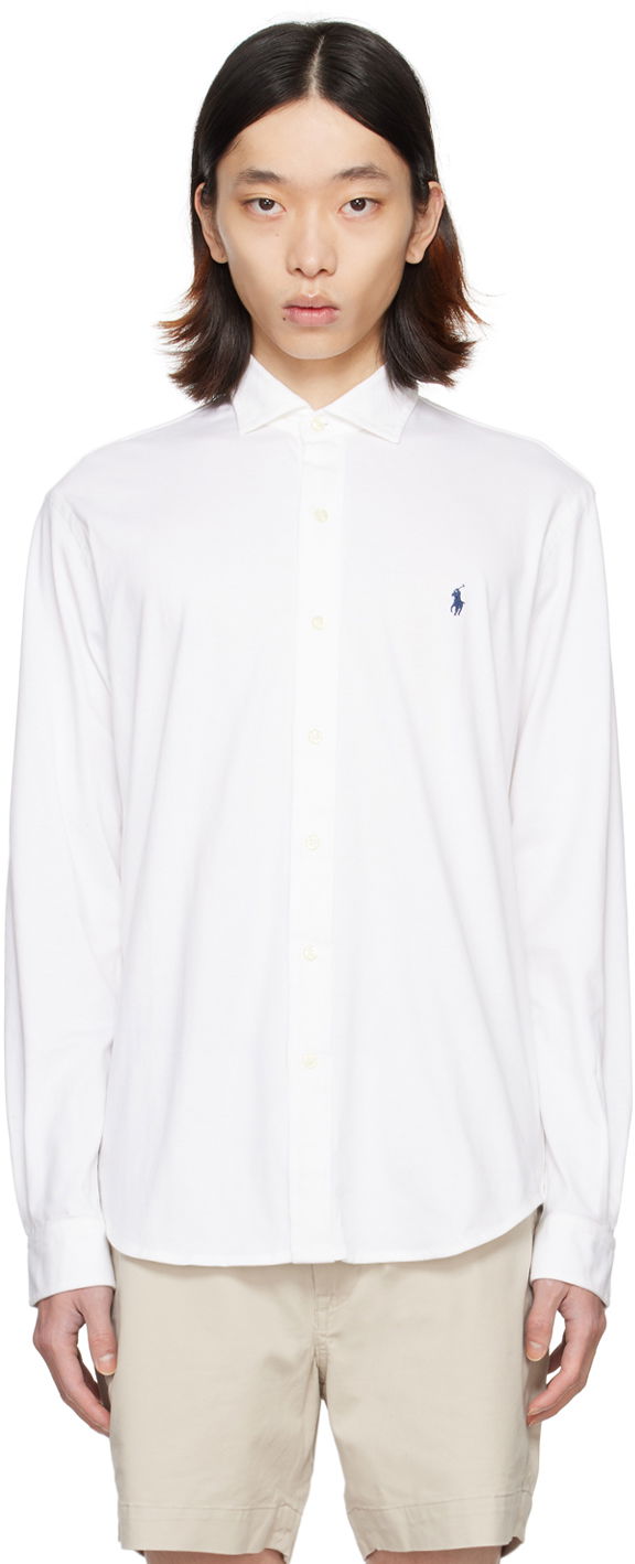 Skjorte Polo by Ralph Lauren Embroidered Shirt Hvid | 710899386001