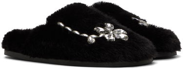 Tøj Simone Rocha Simone Rocha Embellished Furry Slippers Sort | SLD44B-W 0402, 3