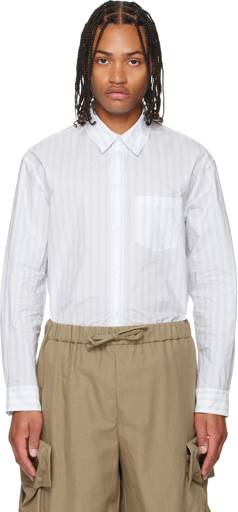 Skjorte Simone Rocha Simone Rocha Easy Striped Shirt Hvid | 5394D 1222