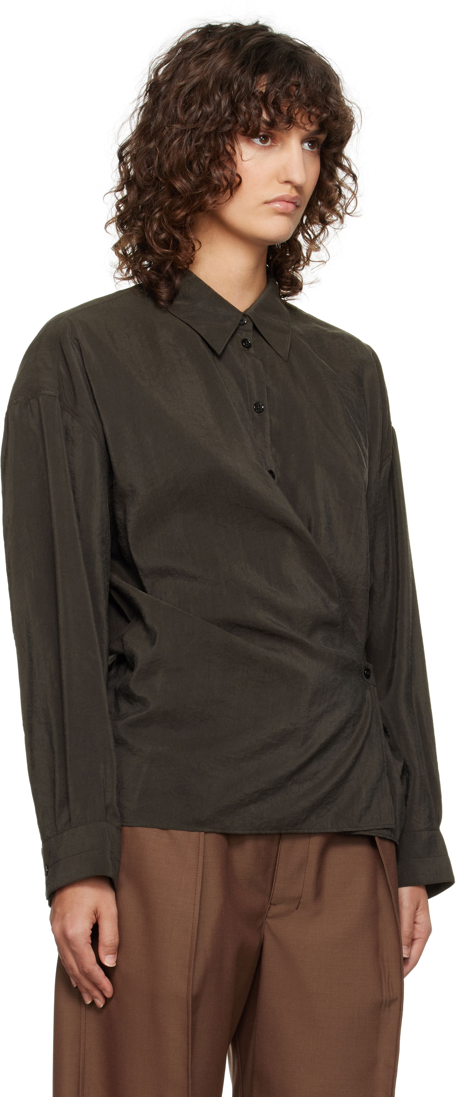 Skjorte LEMAIRE Lemaire Straight Collar Twisted Shirt Brun | SH1141 LF1308, 1