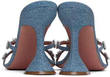 Tilbehør Amina Muaddi Amina Muaddi Lily 95 Heeled Sandals Blå | LILY SLIPPER 95 CL PRINTED SUEDE, 1