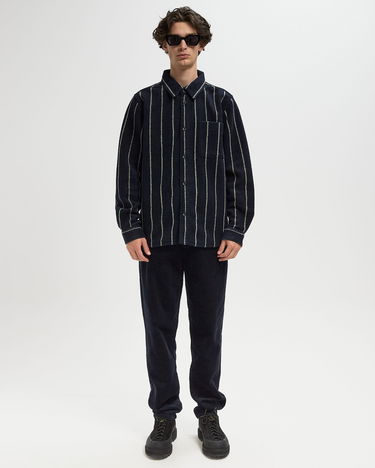 Skjorte Les Deux Lennon Wool Pinstripe Overshirt Mørkeblå | 1000558-460, 2