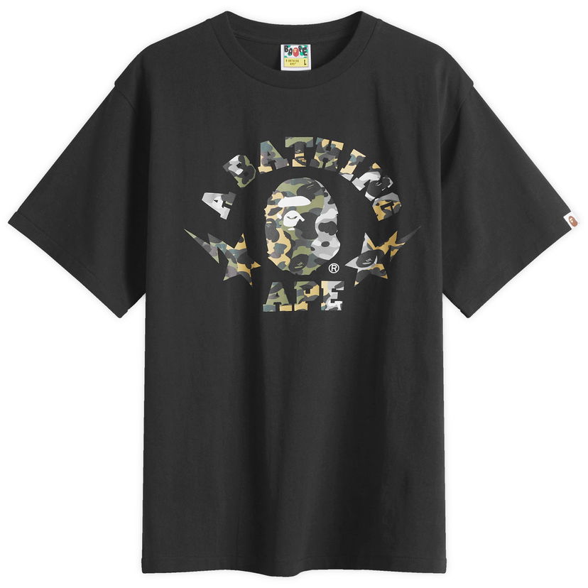 T-shirt BAPE Bathing Ape 1St Camo Crazy Sta College T-Shirt, Size Large Sort | 001TEL301016M-BLK