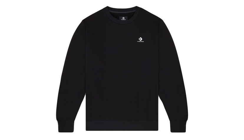 Sweater Converse Embroidered Star Chevron Fleece Crew Sweatshirt Sort | 10019924-A01