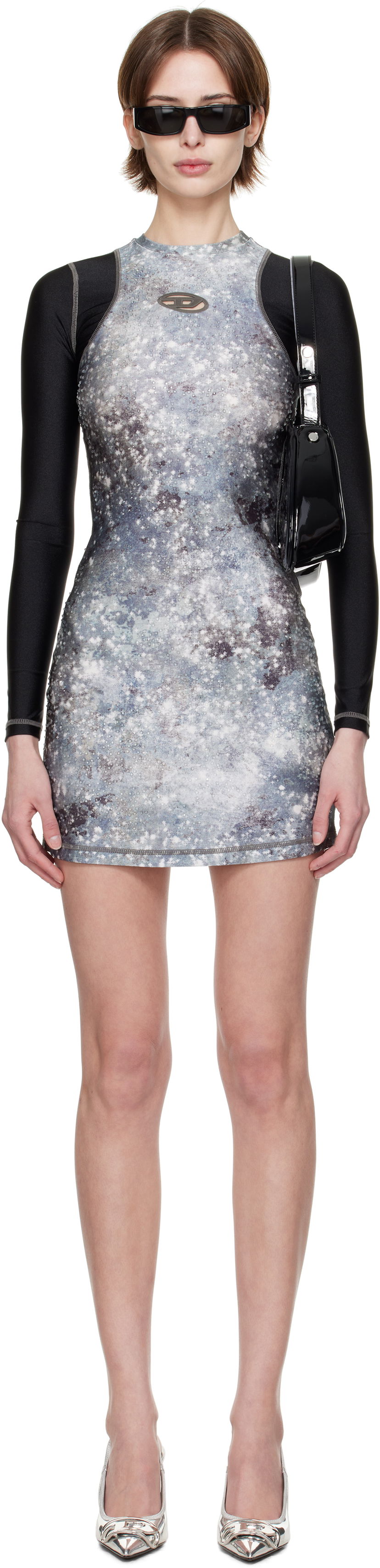 Kjole Diesel Diesel D-Vanne Galaxy Print Minidress Grå | A16092 0IKAI
