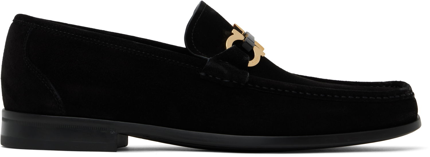 Sneakers og sko FERRAGAMO Salvatore Ferragamo Gancini Ornament Suede Loafers Sort | 778758, 0