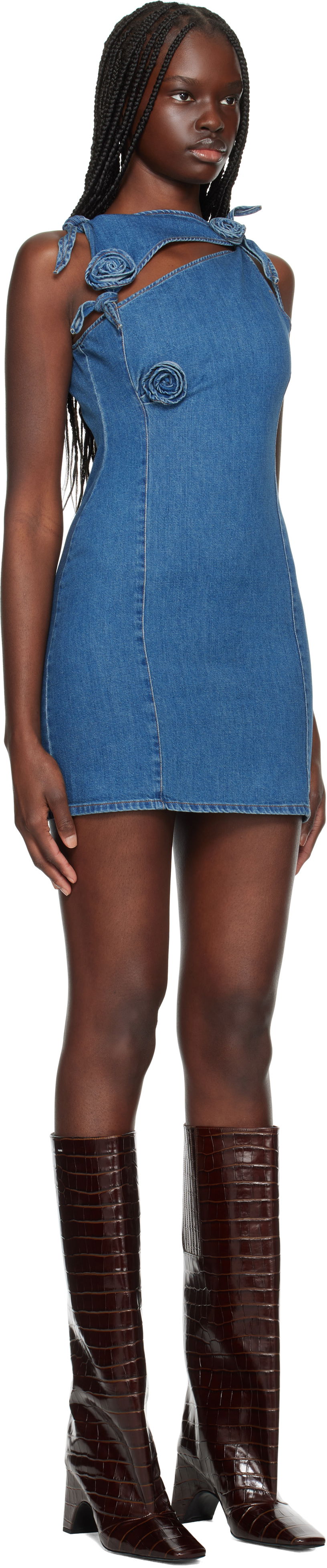 Kjole Coperni Coperni Asymmetric Flower Denim Minidress Blå | COPR158F2014, 1