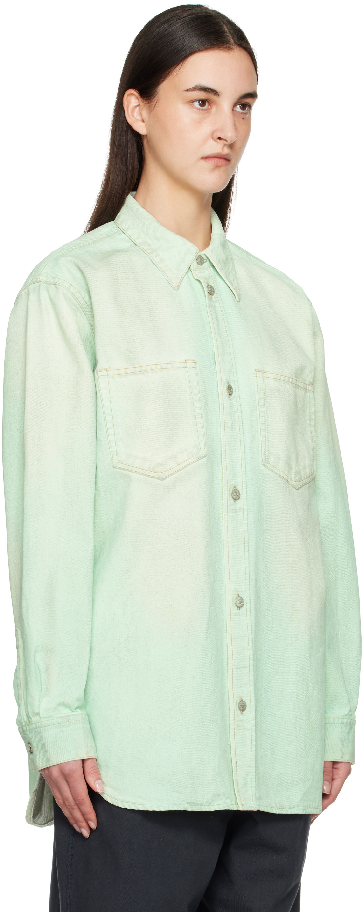 Skjorte Acne Studios Acne Studios Faded Denim Shirt Grøn | CB0102-, 1