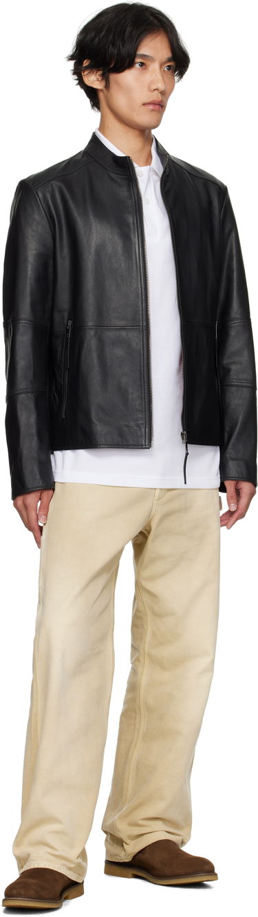 Jakke BOSS Slim-Fit Leather Jacket Sort | 50540984, 4