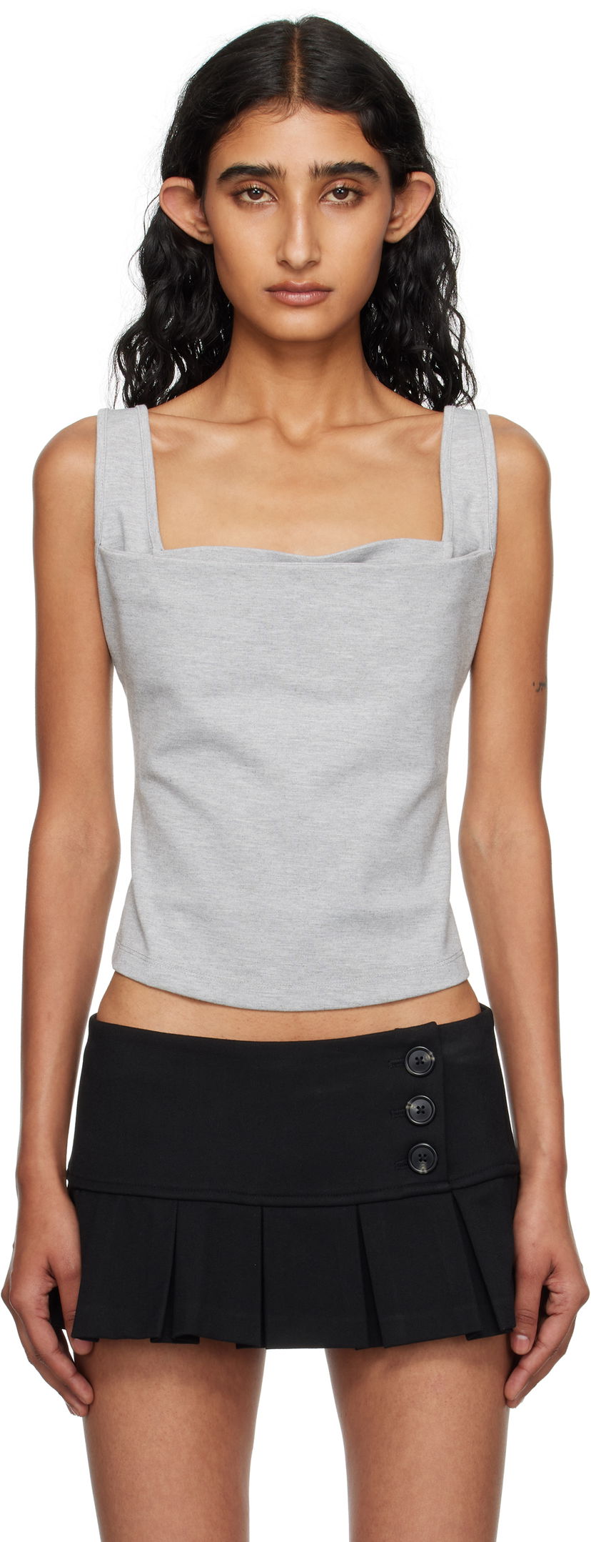 Tanktop Miaou Miaou Luna Cowl Neck Tank Top Grå | 7110PONHEG