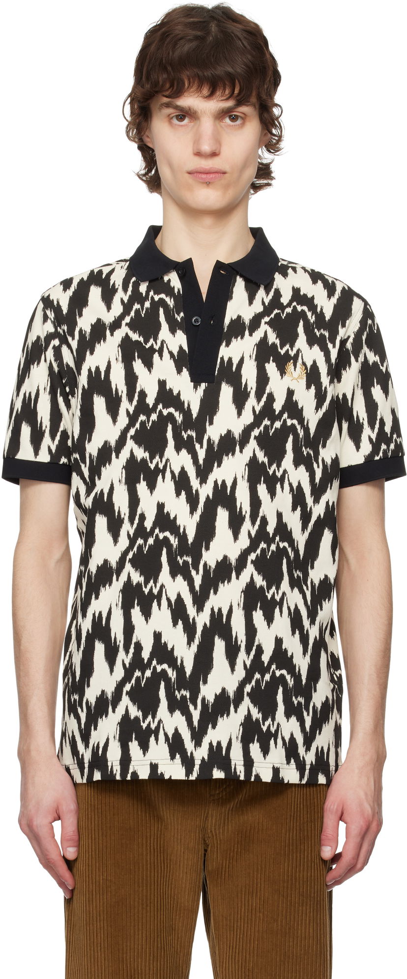 Polo skjorte Fred Perry Fred Perry Animal Print Polo Beige | M8690